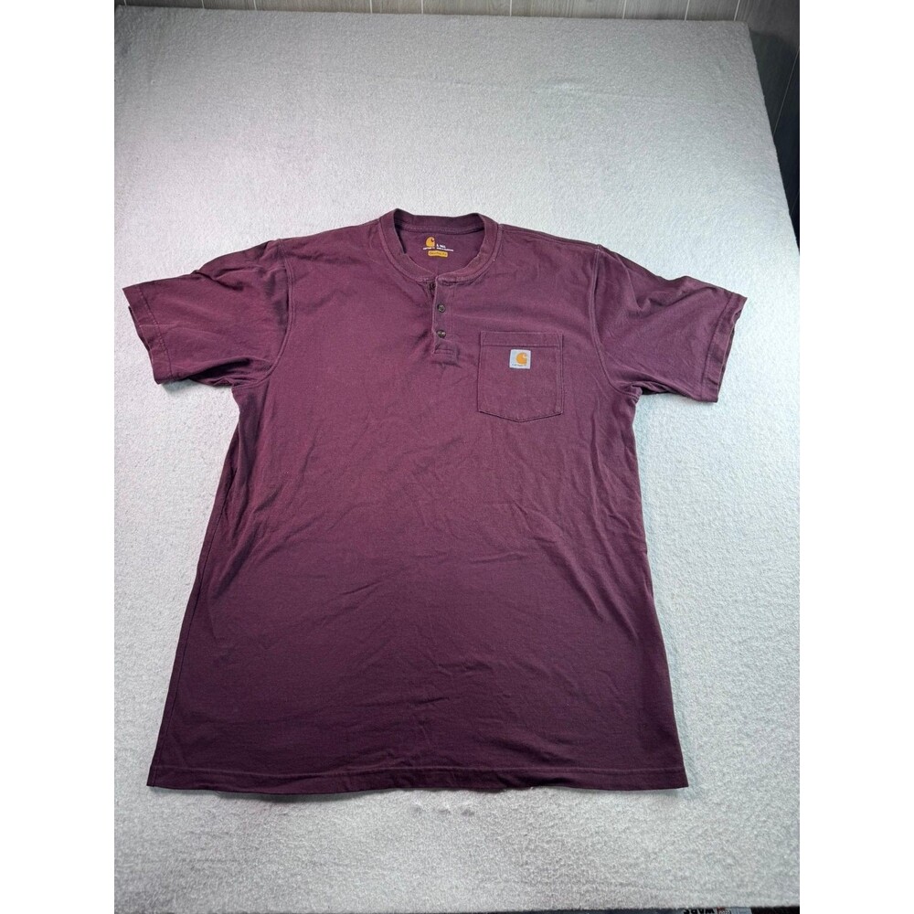 Carhartt Men's L Tall Original Fit K84 Henley T-Shirt Short Sleeve Pocket Port